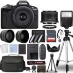 Canon EOS R50 Mirrorless Digital Camera Body Black with Canon RF-S 18-45mm f/4.5-6.3 IS STM Lens 3 Lens Kit & Complete Accessory Bundle + 64GB + Flash & More - International Model (Renewed)