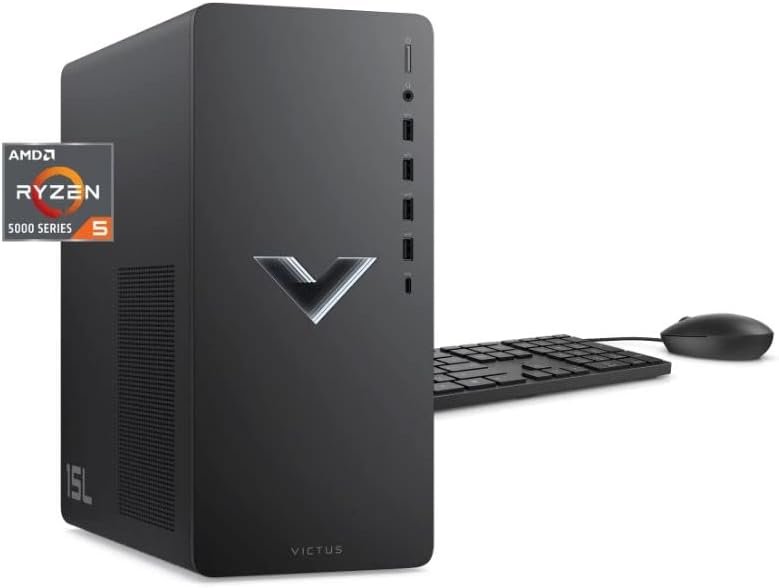 HP Victus 15L TG02-0013w Gaming Desktop AMD Ryzen 5 5600G 8GB RAM 512GB SSD AMD Radeon RX 6400(4GB) Windows 11 Home (Renewed)